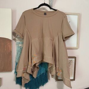 NWT | Embroidered Tan Women's Top